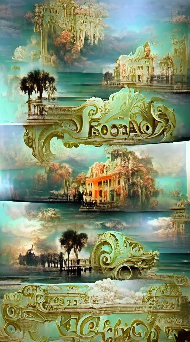 Vintage Florida Lifestyle art nouveau rococo architecture mo...