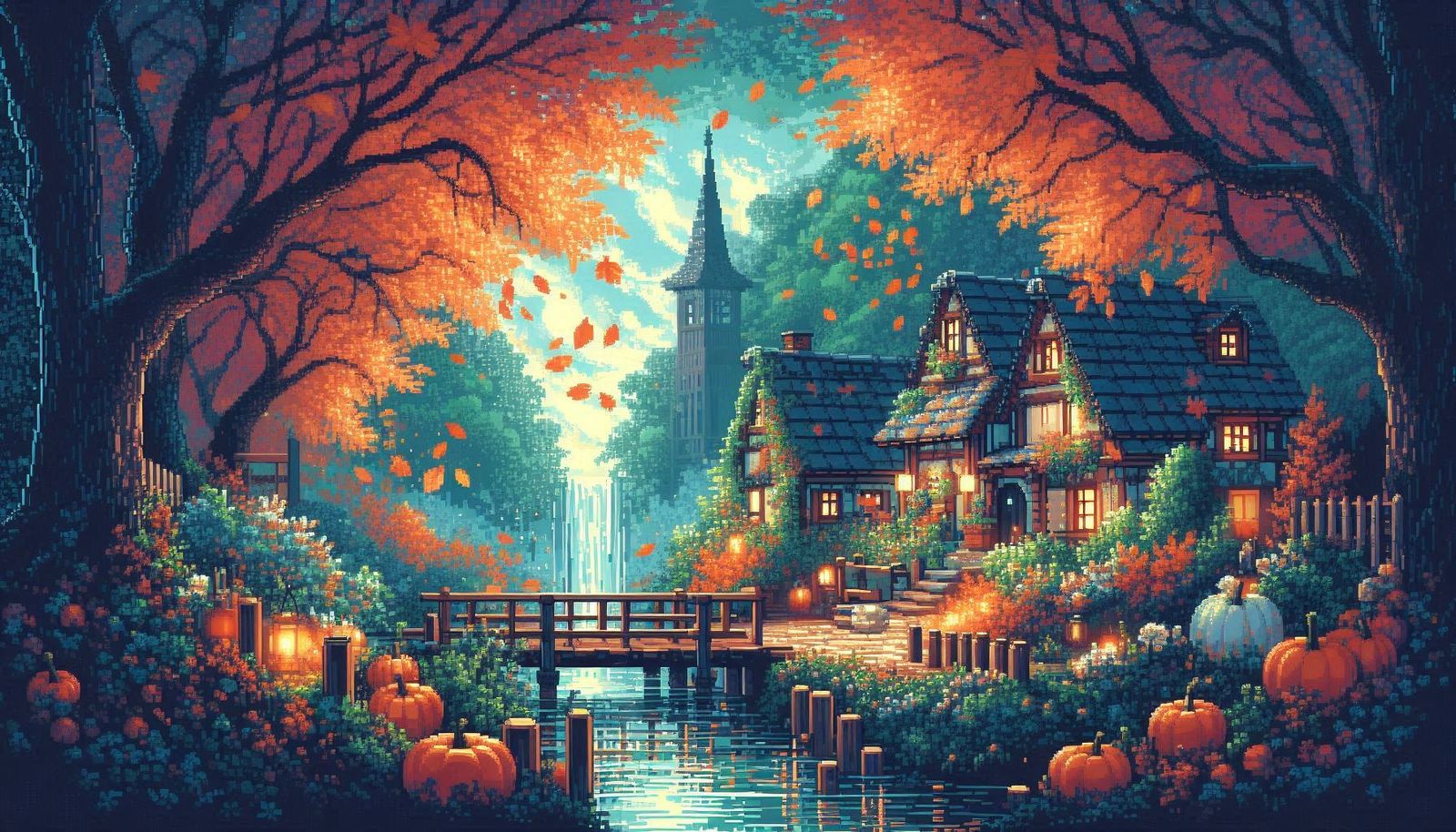 Autumnal Pixel Village