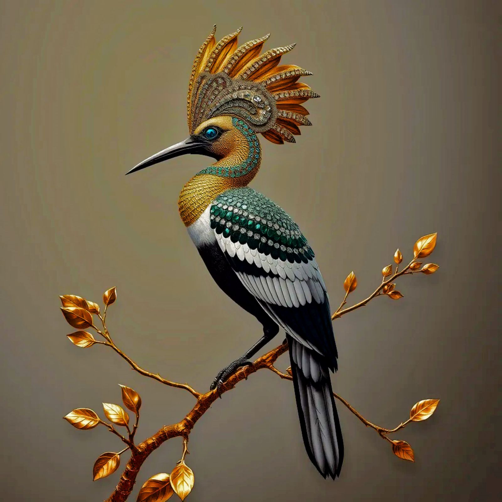 A majestic hoopoe bird,