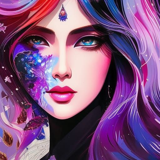 A girl with purple hair - AI Generated Artwork - NightCafe Creator