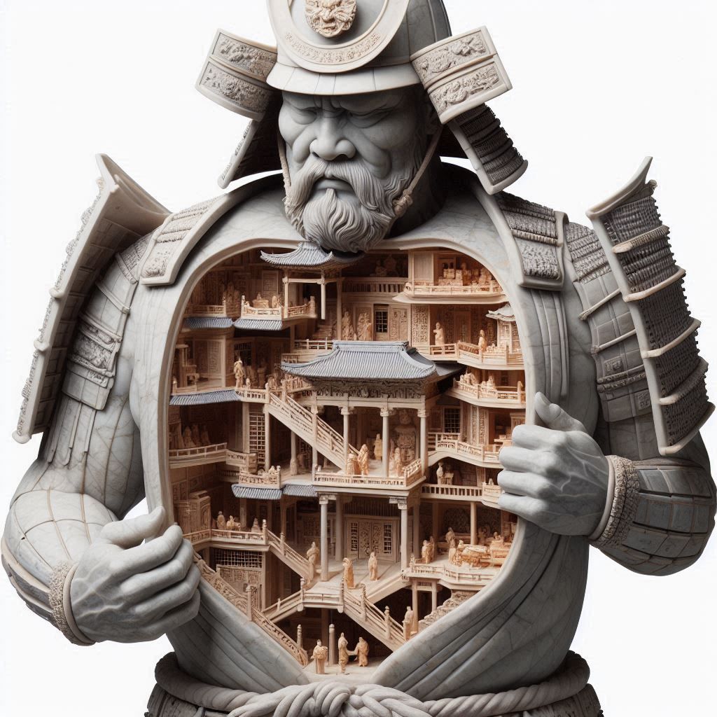 Marble Sculpture of Samurai Oda Nobunaga