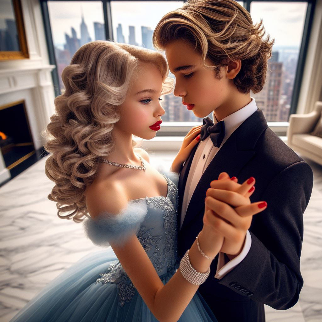 Alice gripped awkwardly by her young dance partner