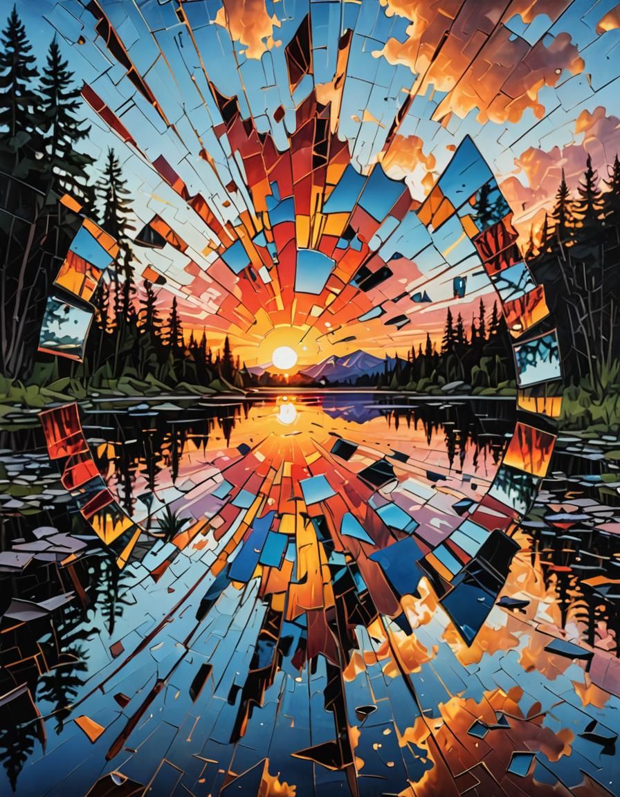 Shattered mirror glass.  by @Vincent