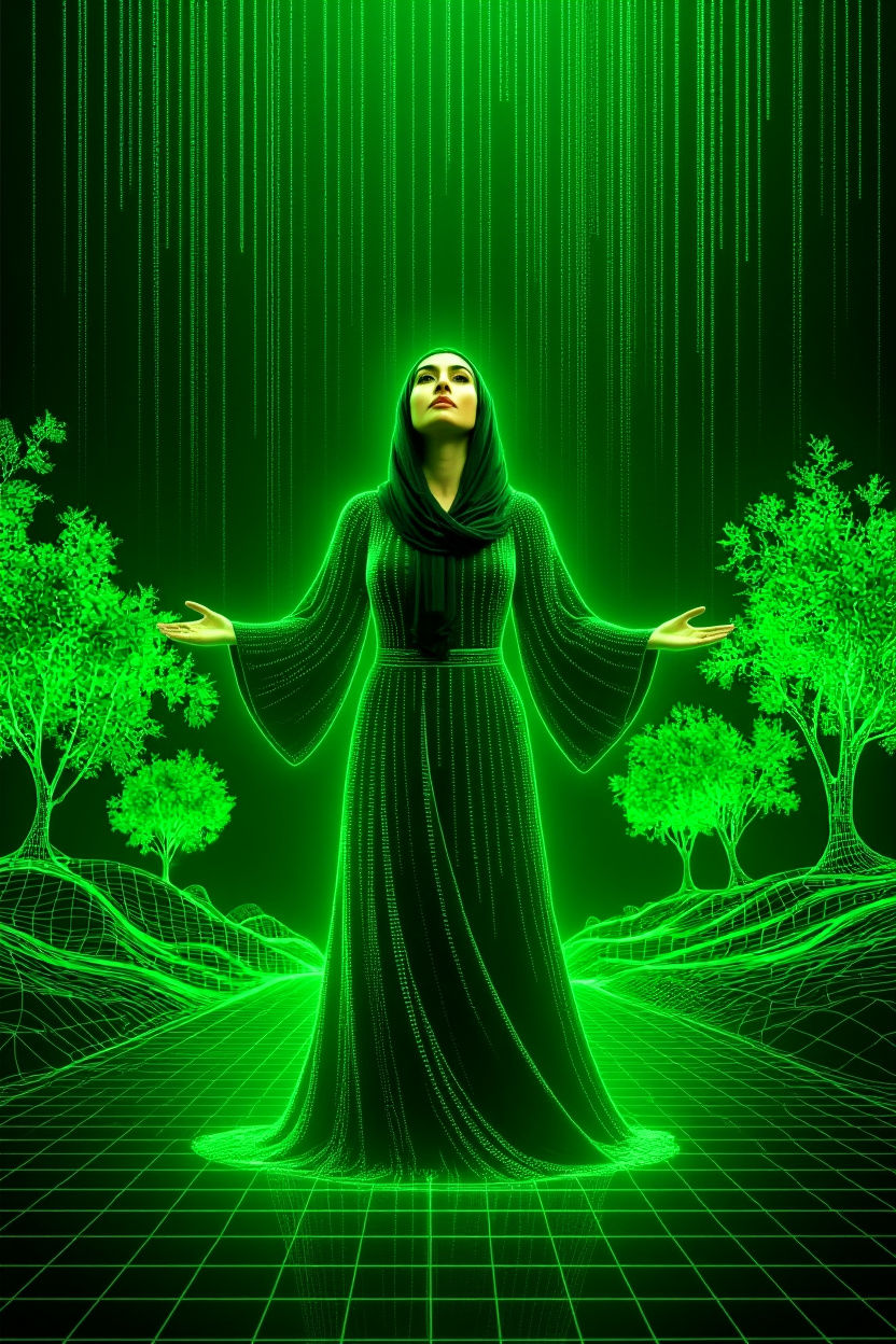 Code of the Land | 🇵🇸  0s and 1s portrait (Ideogram 2a Turbo + Flux Kontext Dev + Clarity Upscale 30%)