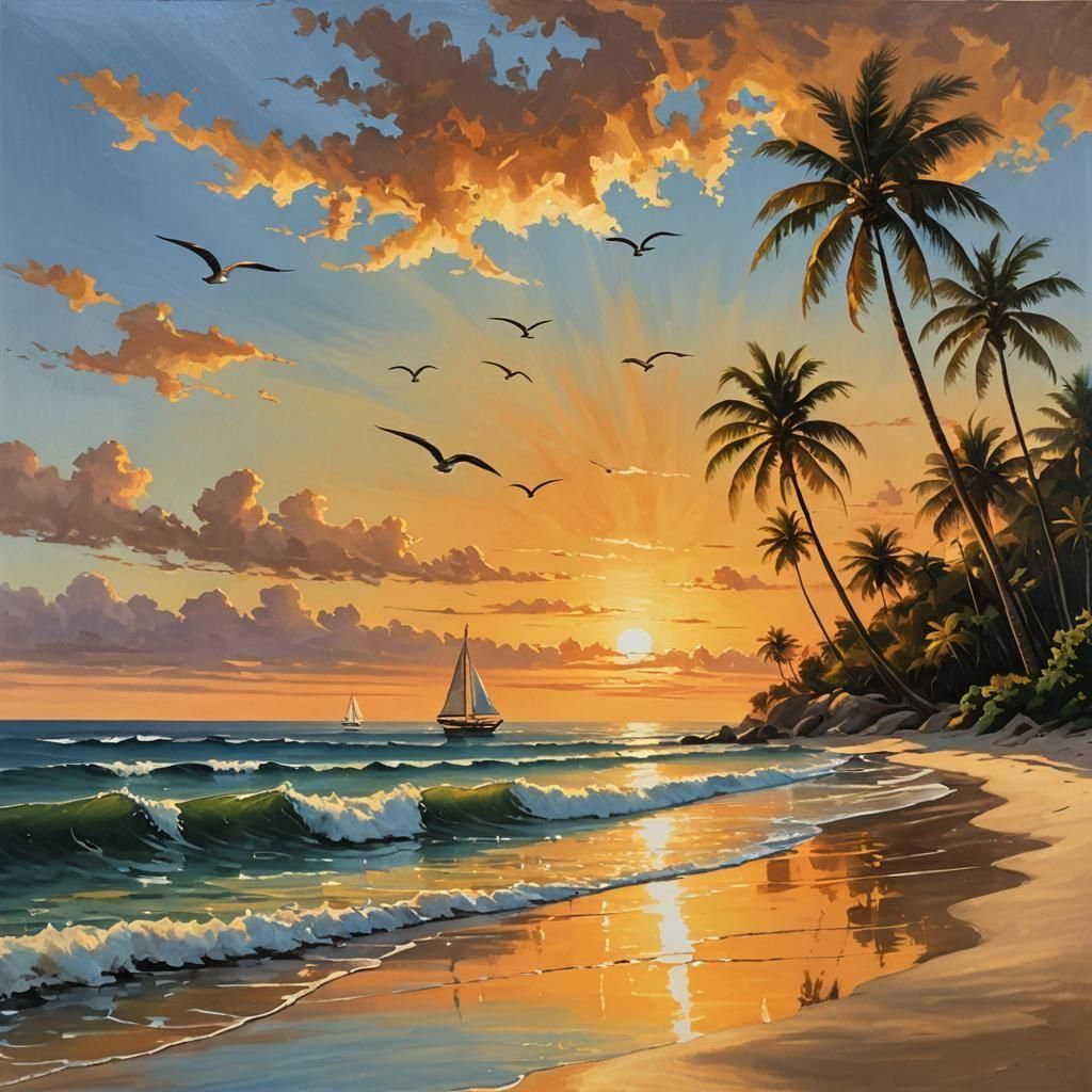 Amber Skies and Ocean Tides  by @Schmooz