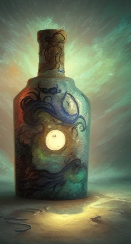 Bottle with message in a sea storm Eldritch Jordan Grimmer