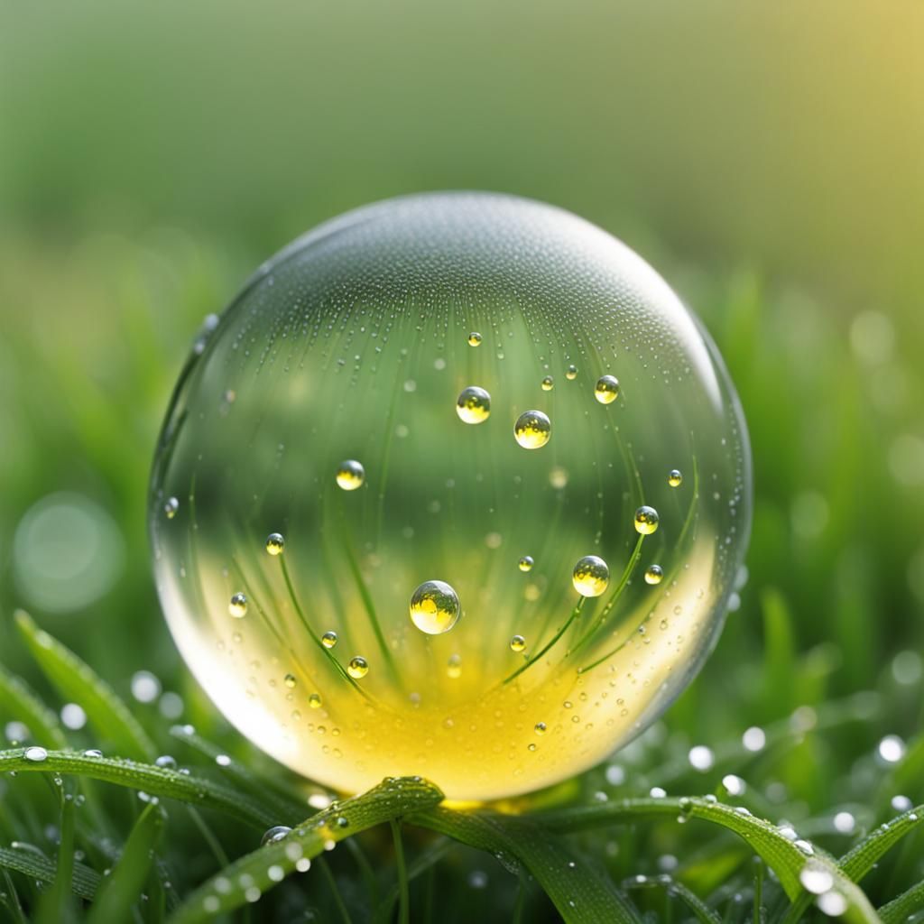 glass orb with yellow little dew drops