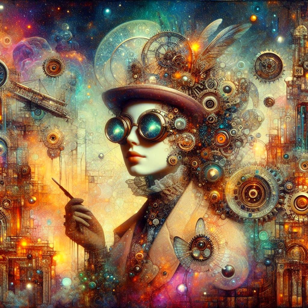 Surreal steampunk AI