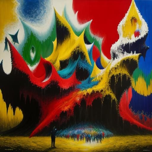 Abstract Fractal Expressionism in Deep Triadic Colors