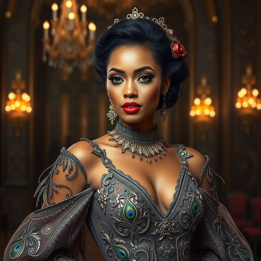 Epic Art Deco Digital Painting of a Latina Woman in a Maxima...