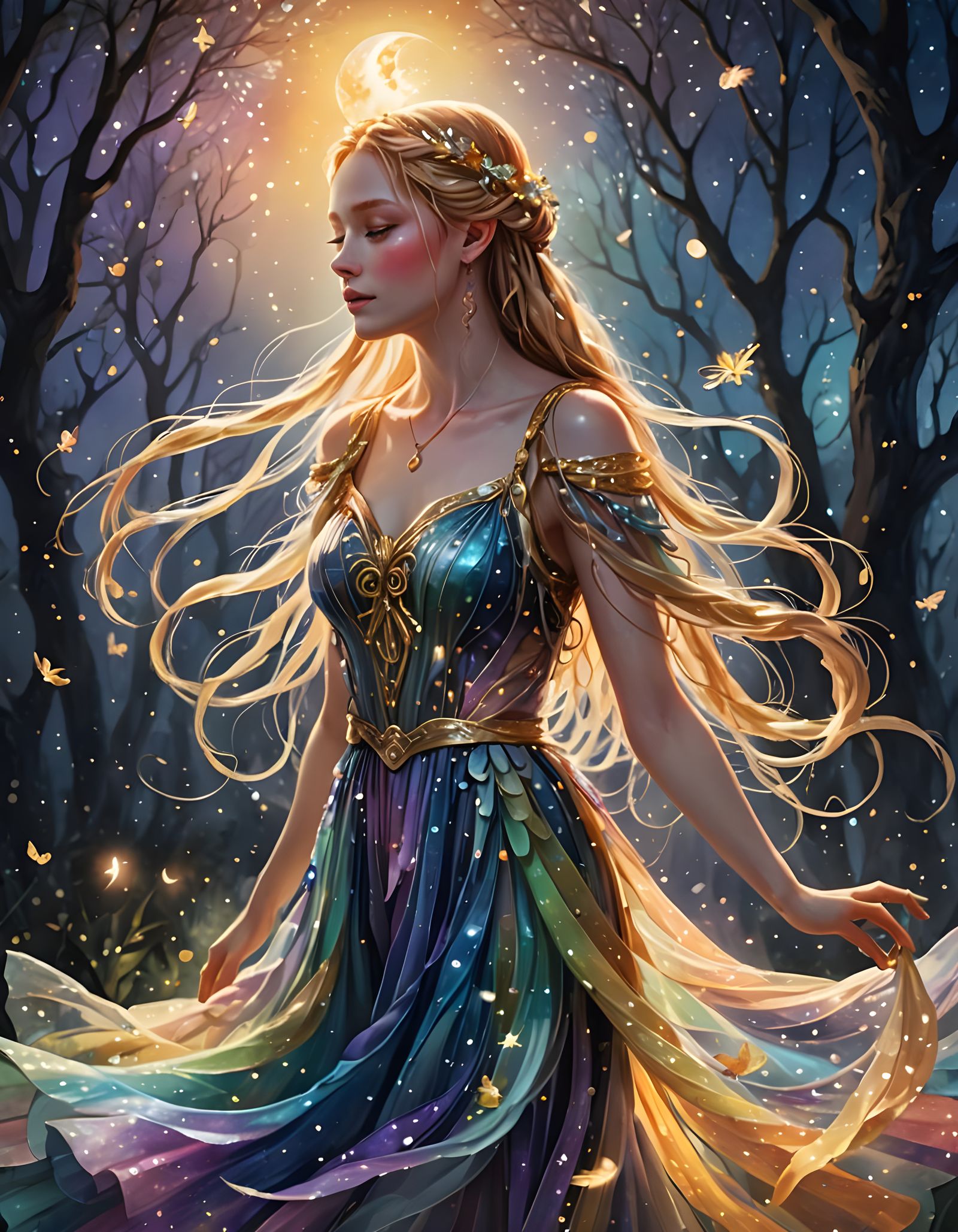 shimmering irridessent pretty full length beautiful ethereal  fairy with long golden sparkling braids ...  by @Jay Em