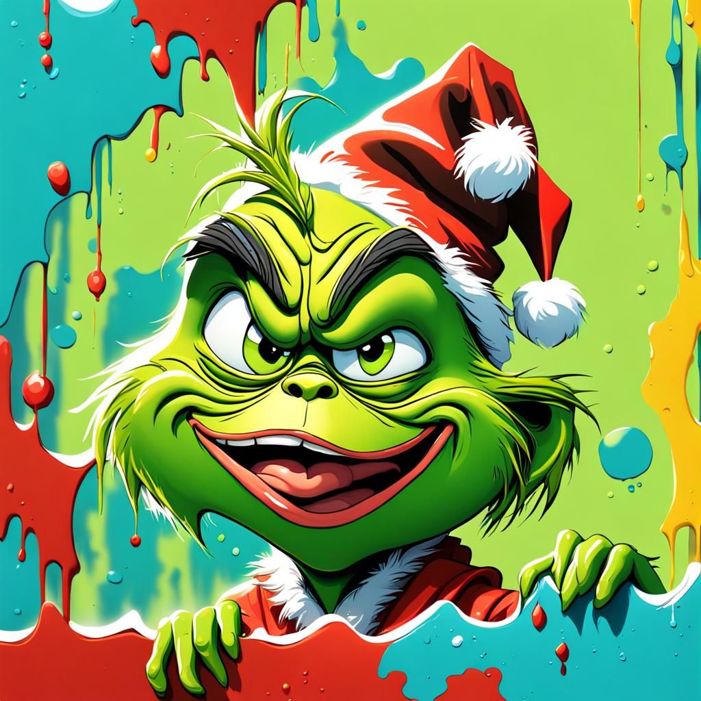 Baby chrismas grinch cartoon graffiti art, splash art, street art ...