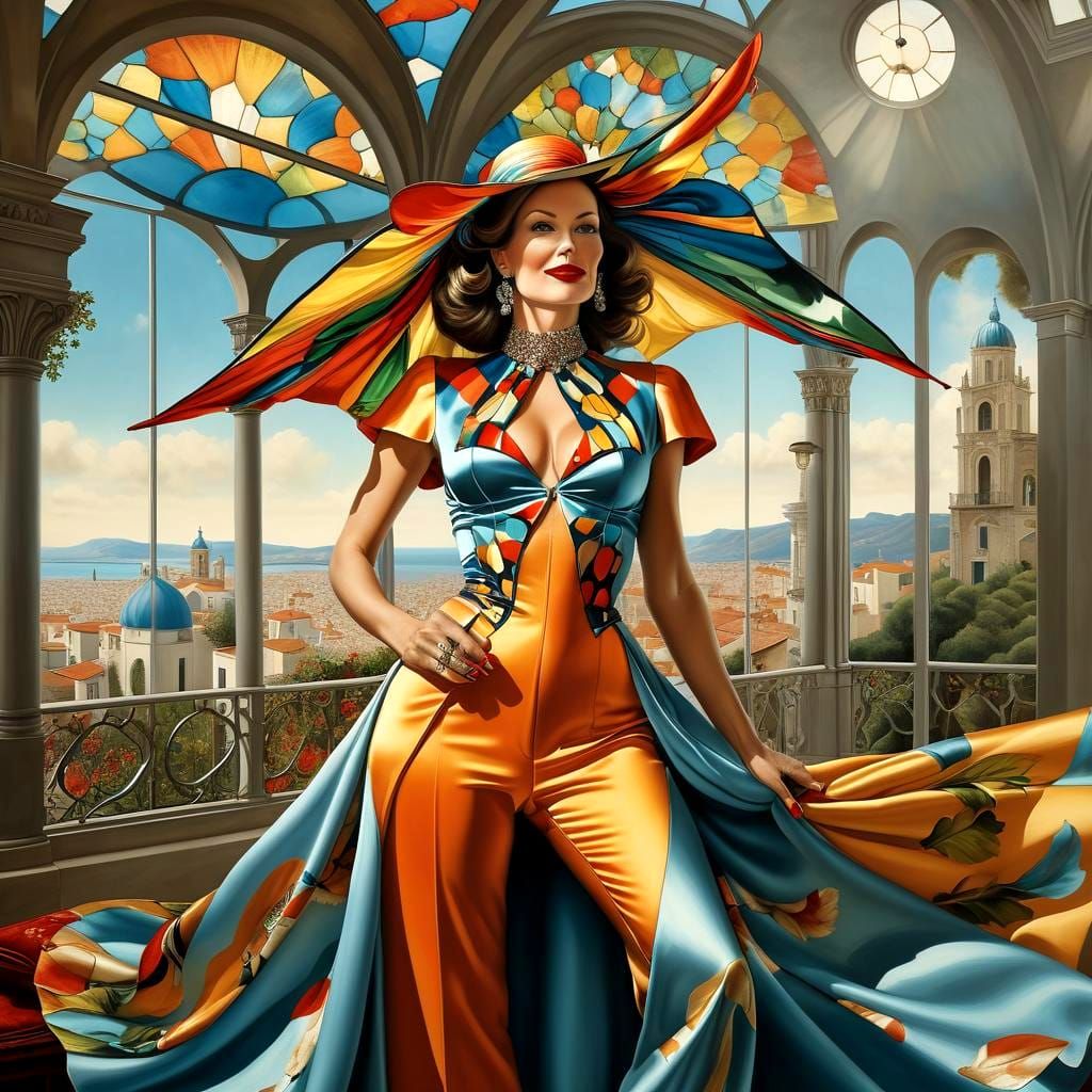 Happy Woman in Surreal Photorealistic Setting