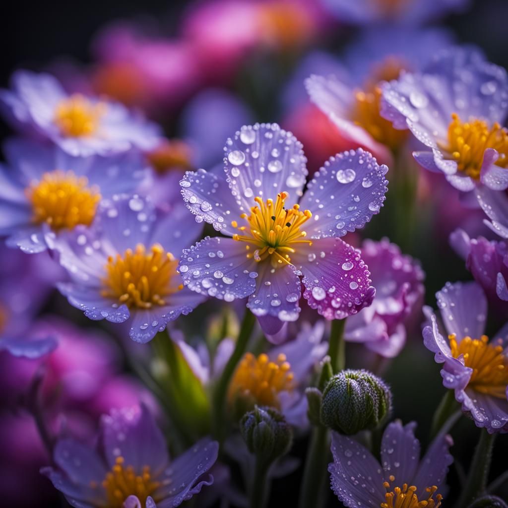 dew on spring flowers  by @Kallistratia