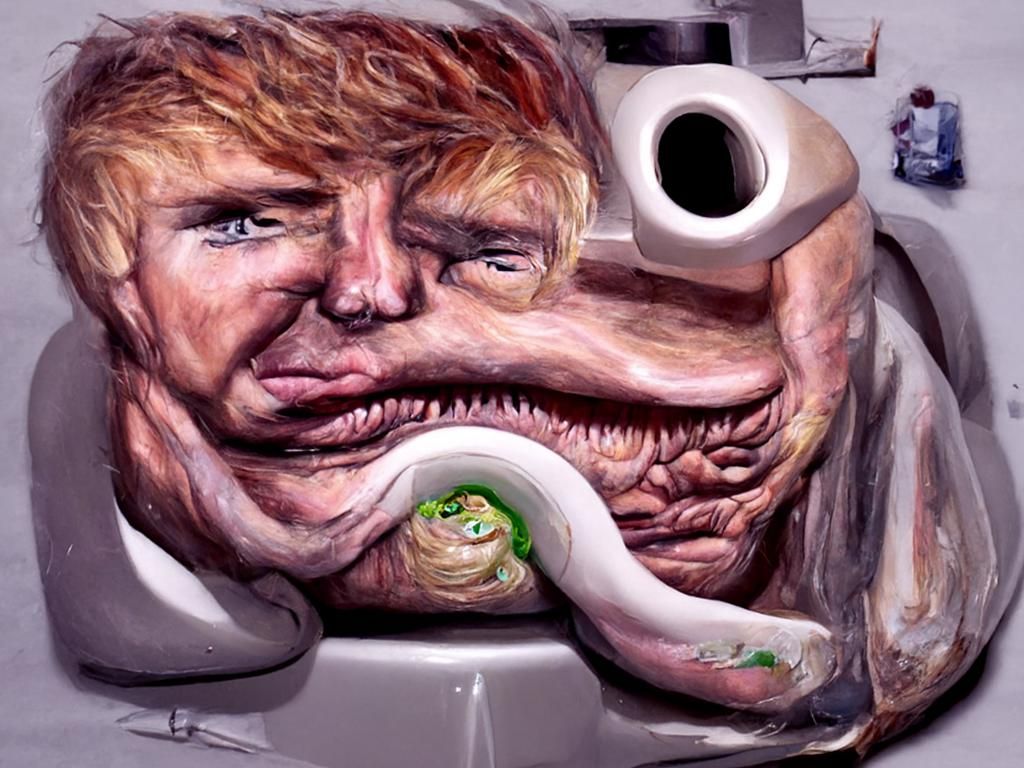 Donald Trump as a slimy toilet monster