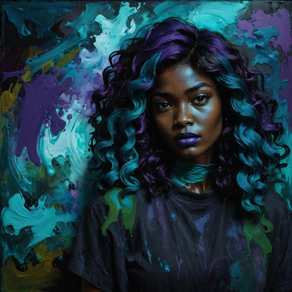 "Purple, Teal and black"