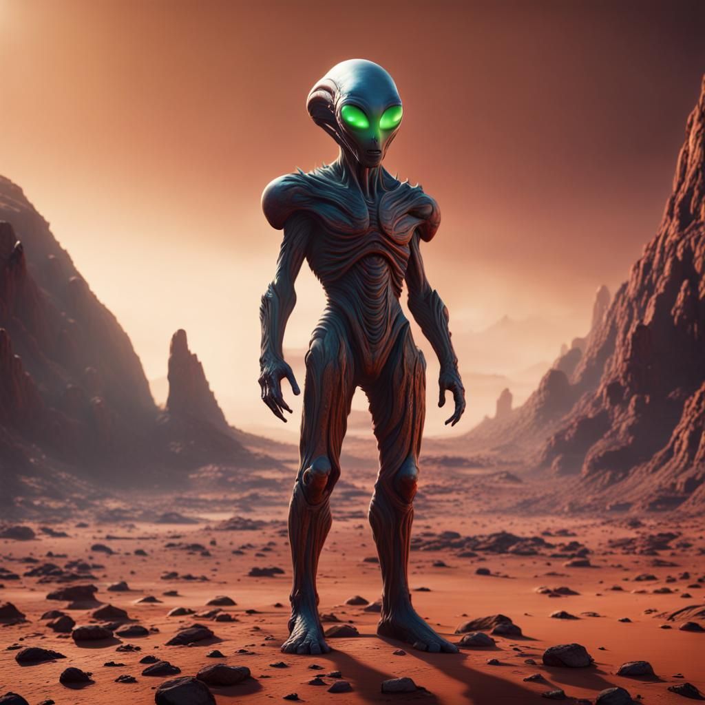 An alien standing on mars