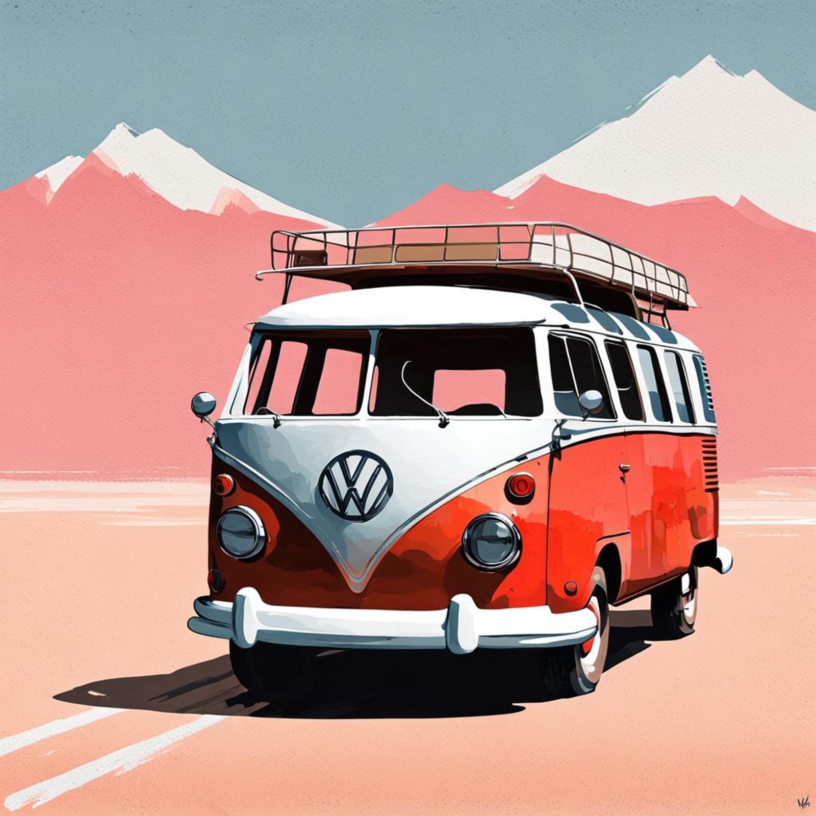 vw bus, canvas art, abstract art printing, in the style of brian mavw ...