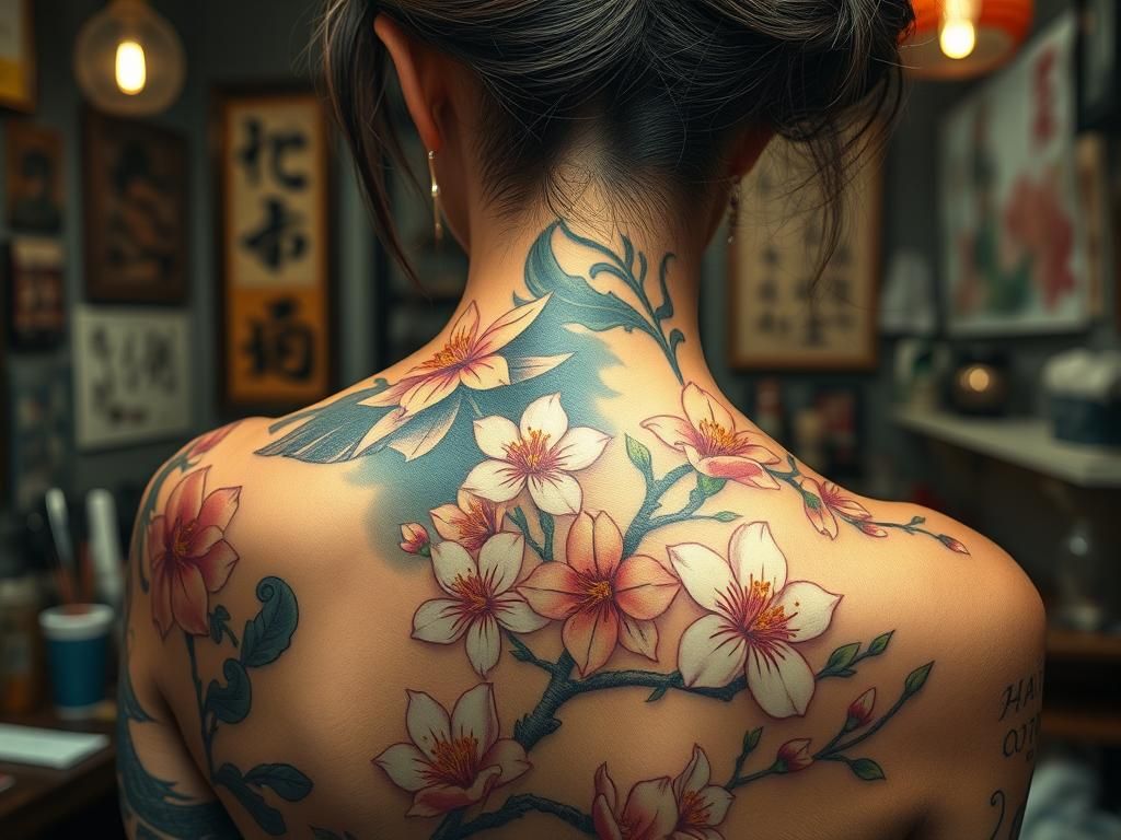 A cherry blossom tattoo  by @AInunnaki