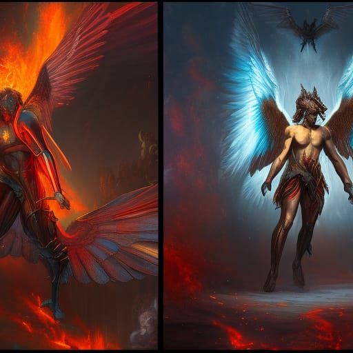 Archangel Michael Vs Lucifer - Ai Generated Artwork - Nightcafe Creator