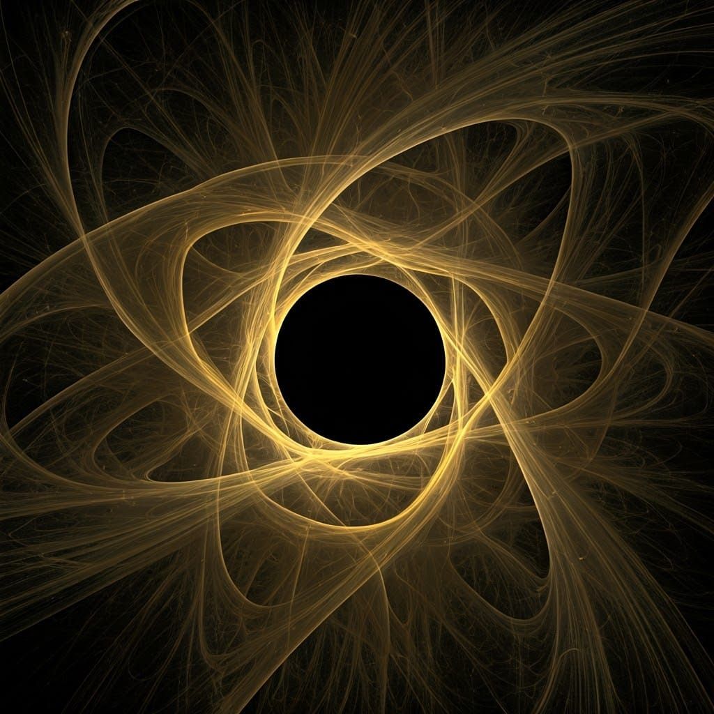 Golden Star Swallowed by Black Hole in Monochrome