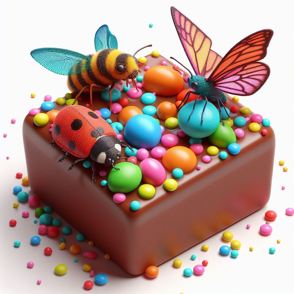 Three insects on candy