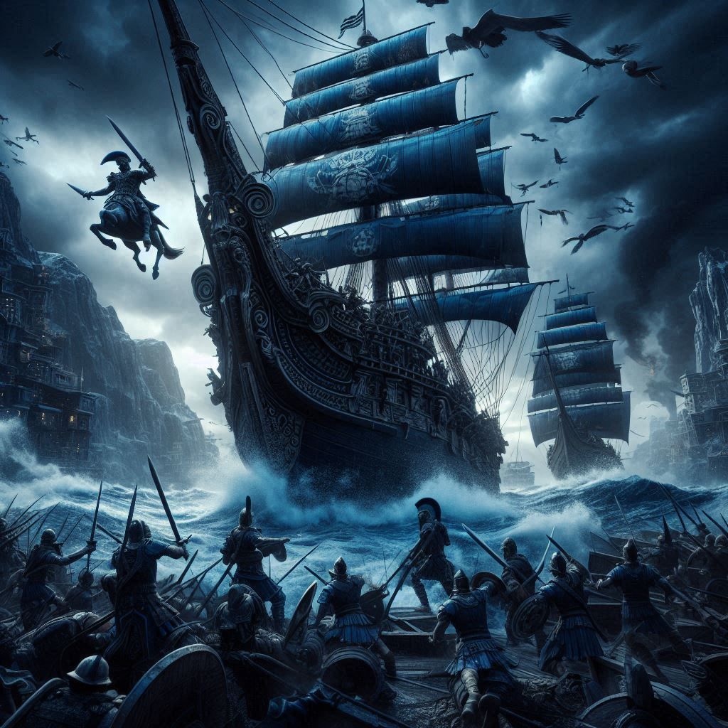 in blue and Black, to give dramatic action to the Best naval...