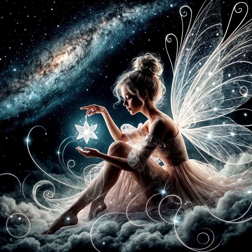 Fairy sitting on a cloud