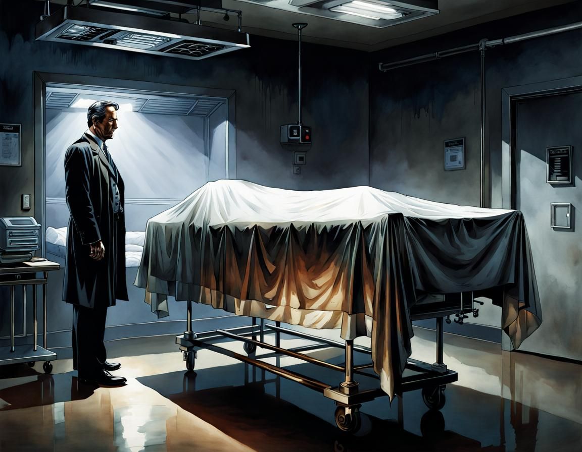 detective standing at the hospital morgue