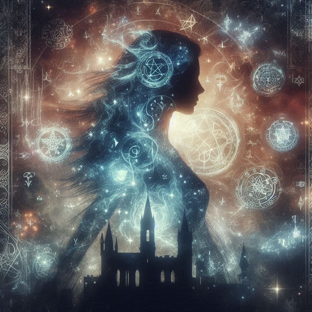 double exposure beautiful fantasy portrait landscape..