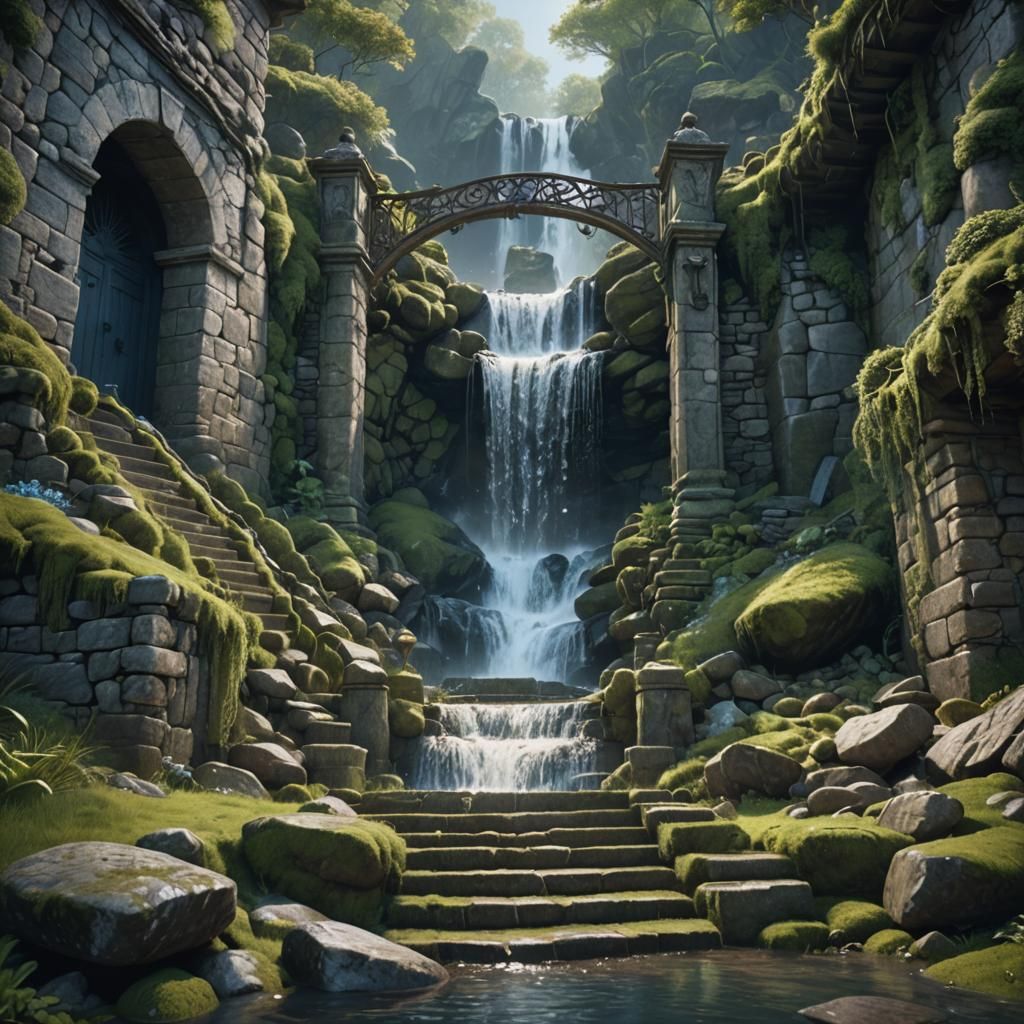 waterfall falling down