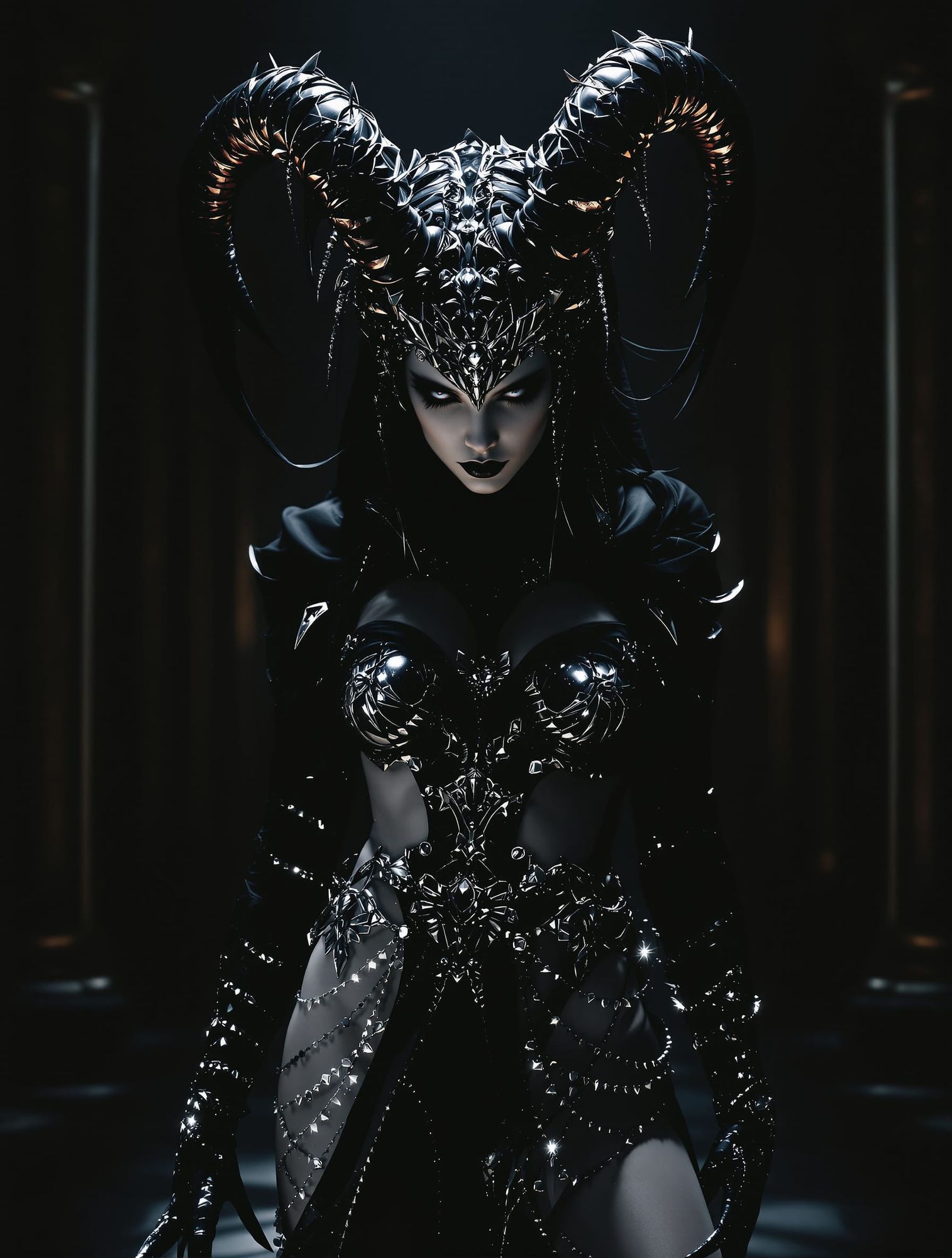 scorpion goddess in gothic fantasy attire