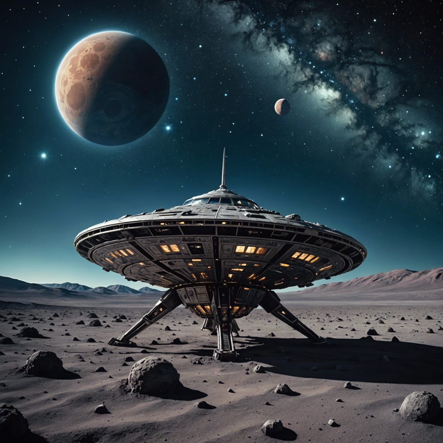 Photograph, Macro, miniature alien spaceship with alien in i...