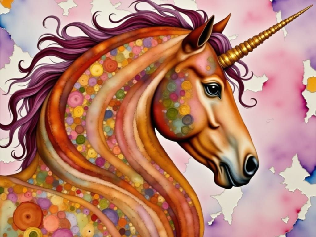 <lora:fantasy:1.0> <lora:Loaded Layers:1.0> <lora:inspired:1.0> An Appaloosa unicorn with a detailed, colorful coat, rendered in a vibrant w...