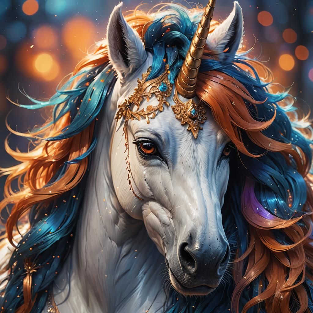 Close-Up Portrait of a Wild Furry Unicorn