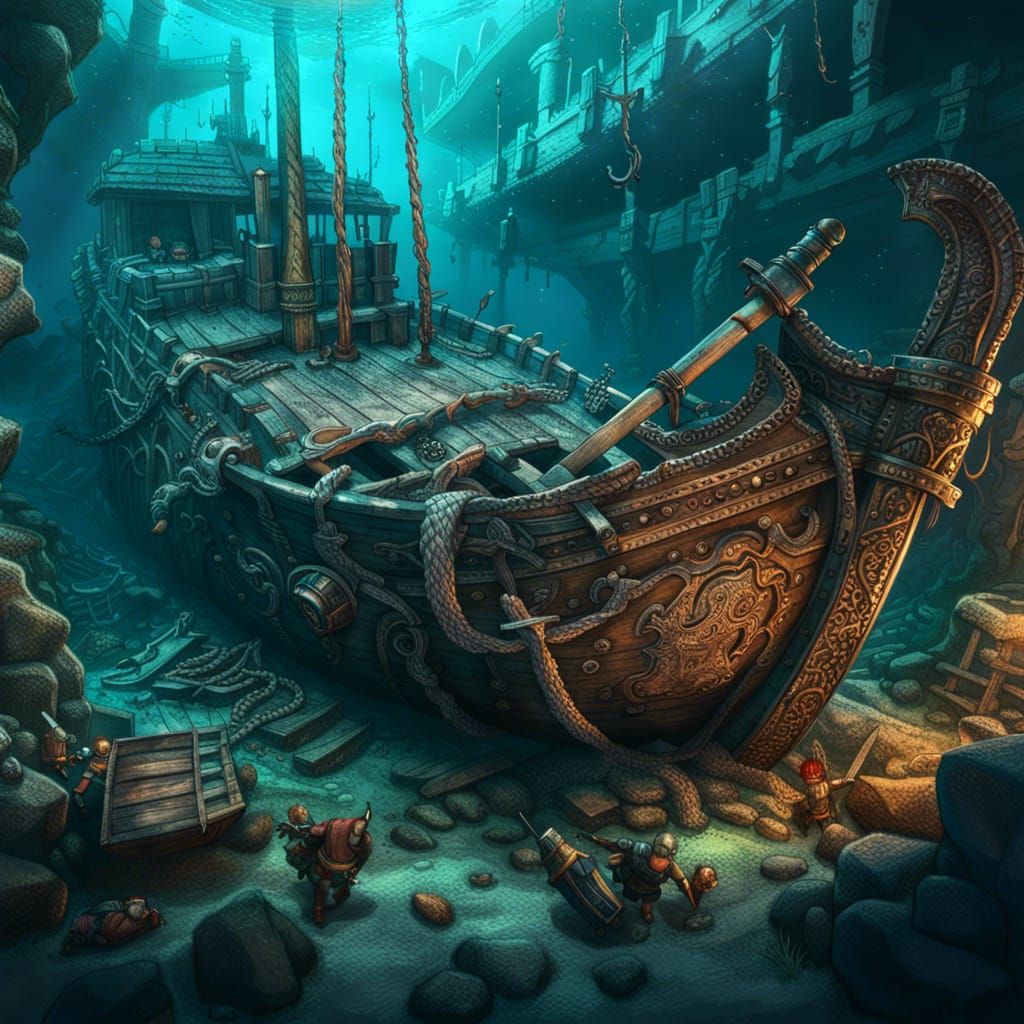 Drakkar shipwreck underwater ,rest of Vikings shield, swords, insanely ...