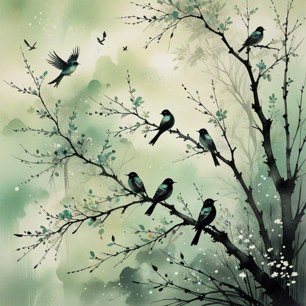 A flock of birds  by @Somei