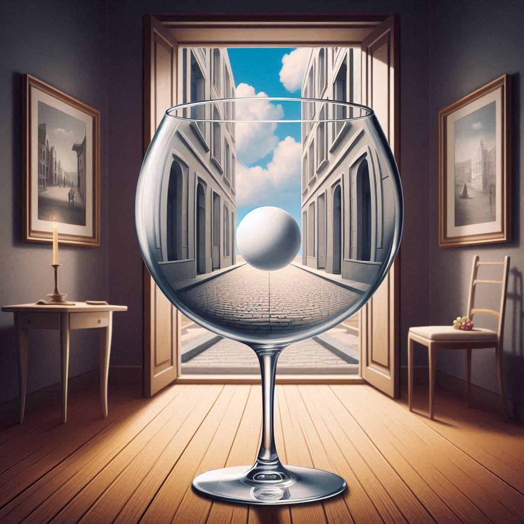 Wine glass with white ball