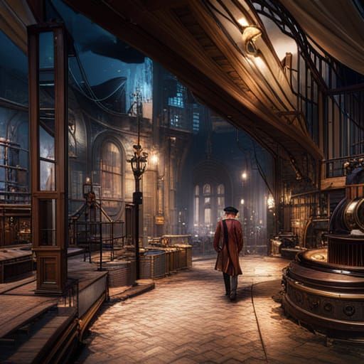 Steampunk city man  by @Wim