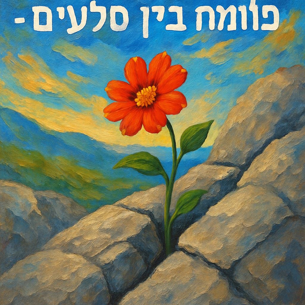 פרח צומח מבין הסלעים