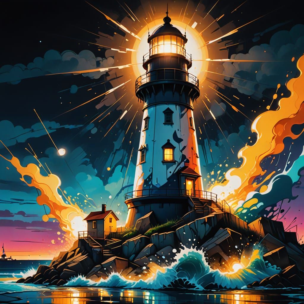 lighthouse shine in darker night  by @BadaBing 