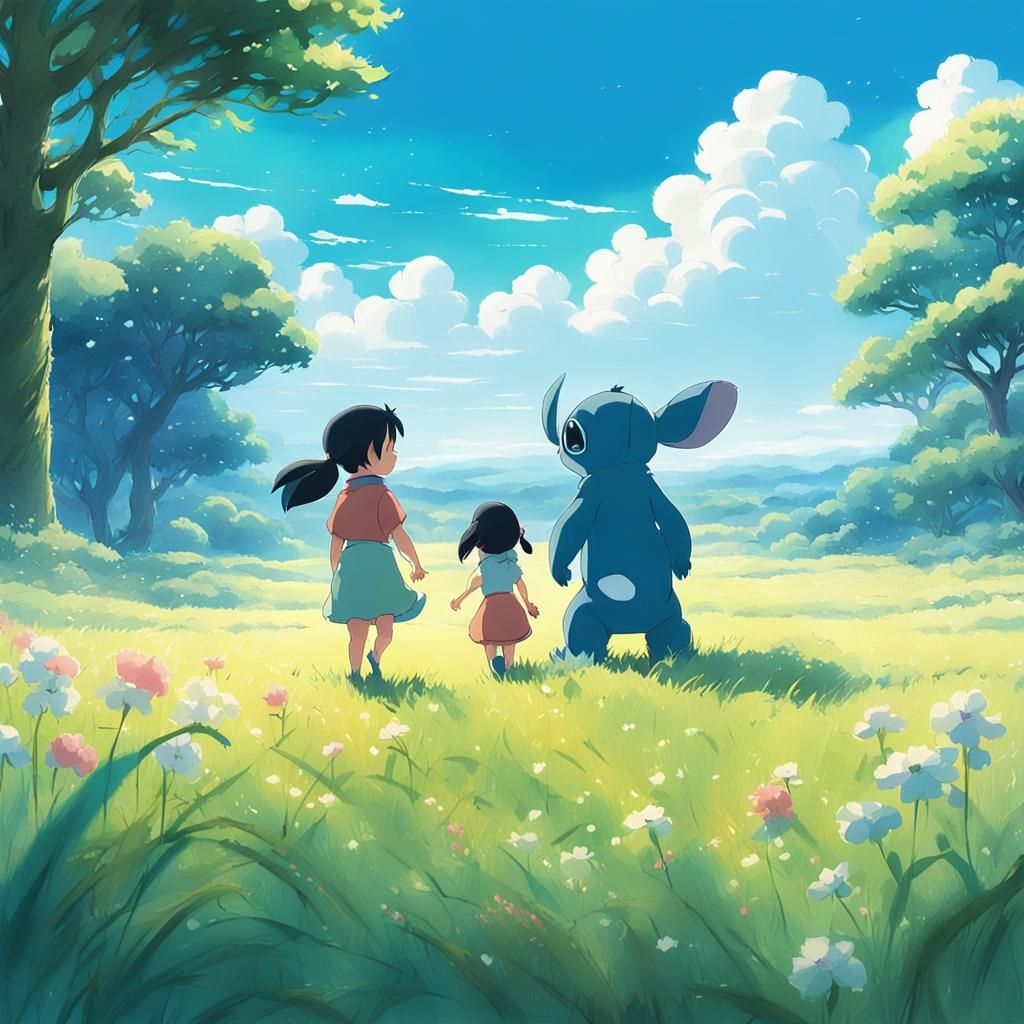 Lilo and Stitch in Sunny Meadow: Anime Key Visual