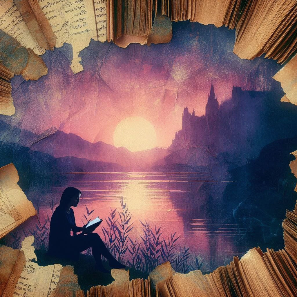 Reading by the lake
