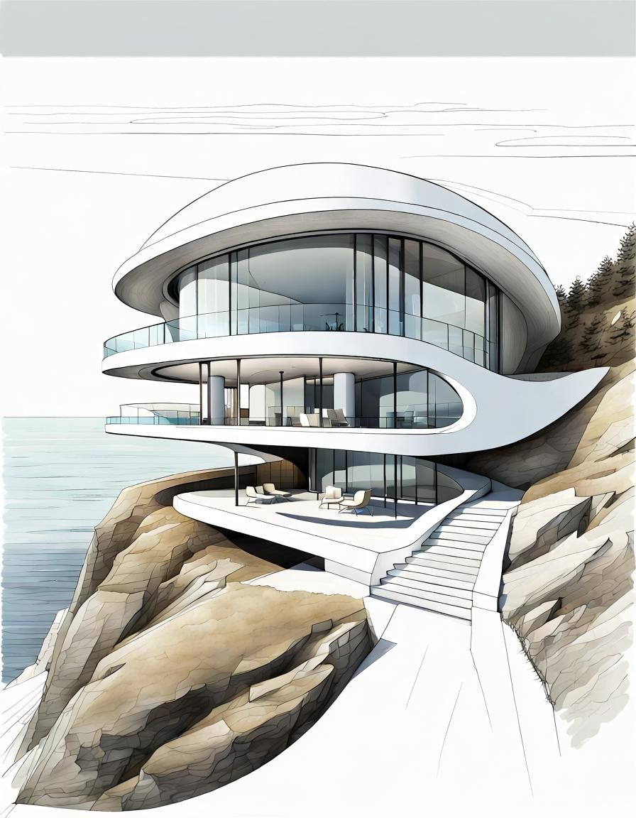 Casa del acantilado, junto al mar.