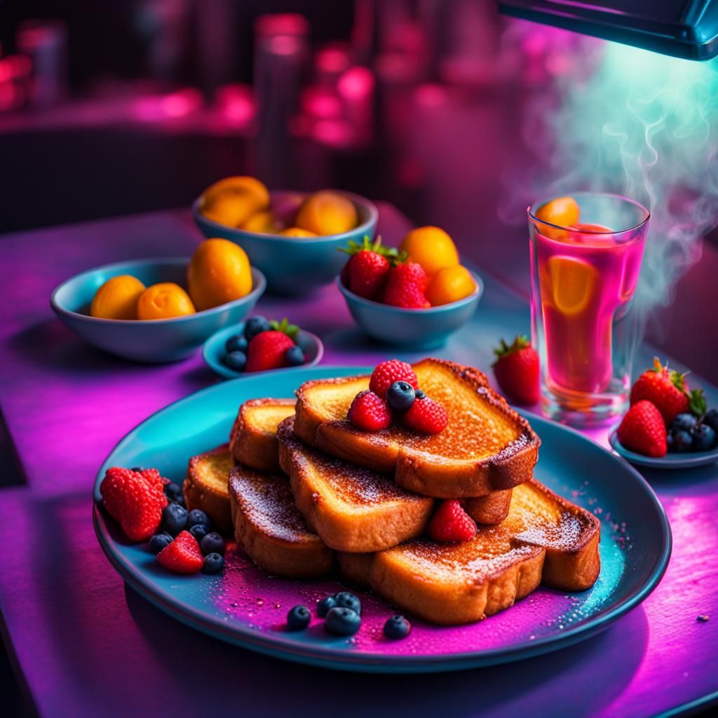 Neon French toast AI Generated Artwork NightCafe Creator