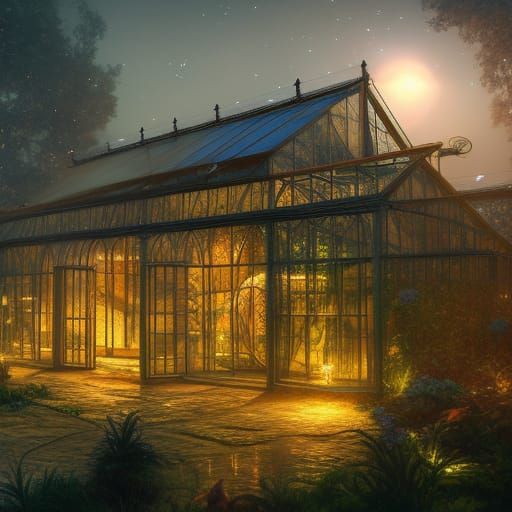 Magical Nighttime Greenhouse  by @Sofie