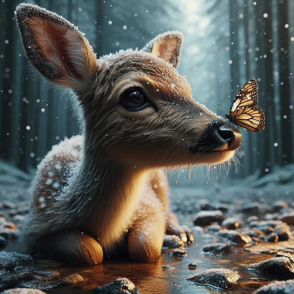 A Fawn and a Butterfly  by @Rosie