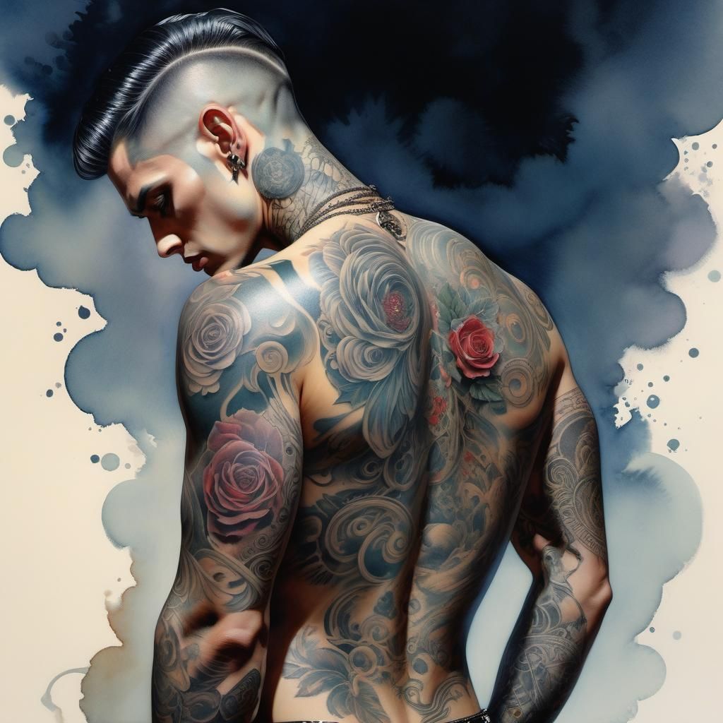 Wretched, Pallid Apparition in Masterpiece Watercolor Tattoo...