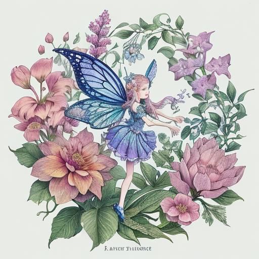 Colorful Whimsical Fairy Wonderland Botanical Illustrations