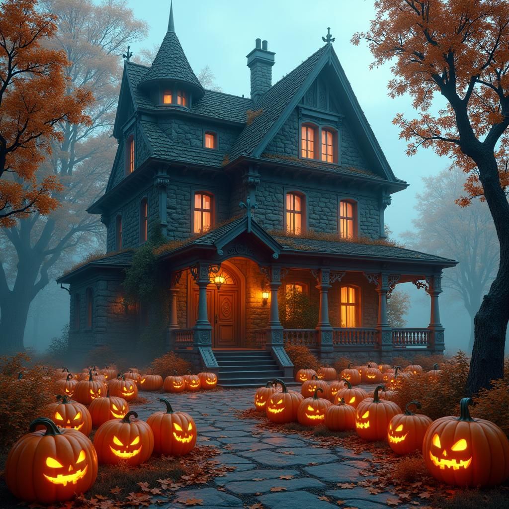 October, fall, house, Halloween, pumpkins everywhere 